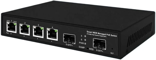 Main image of 10Gbe Fiber uplink 4 Ports 2.5Gbe POE Switch with 65w/120W Power Adapter(with 120w Adapter)