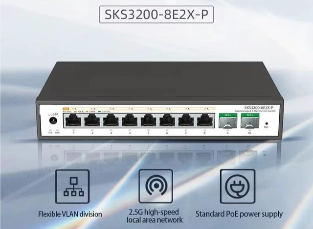 Main image of 2.5G PoE+ Simple Managed Network Switch Support DHCP 2-Port 10G SFP+ 100W(with EU Plug)