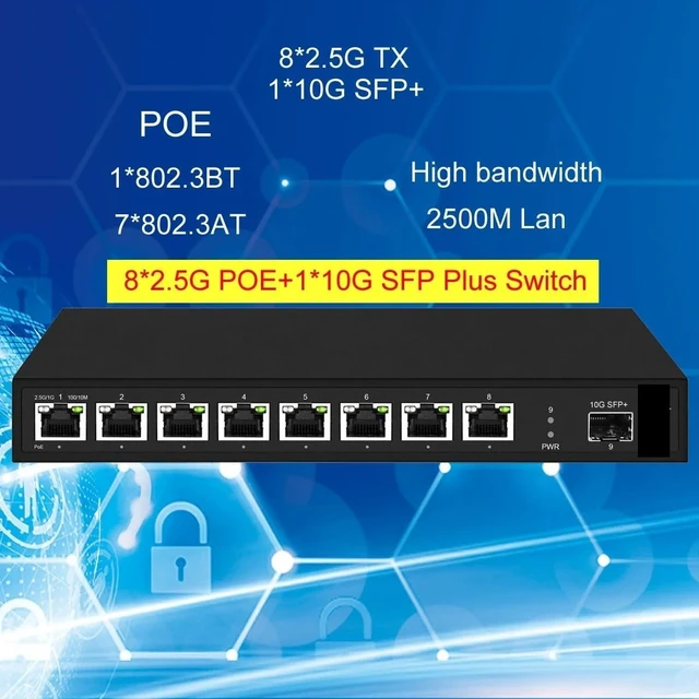 Alt view image 4 of 6 - Multi-gigabit 8 Ports 2.5Gbe POE Switch(with 120w Adapter)