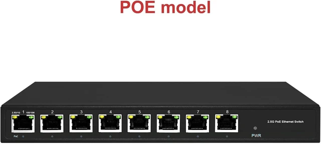 Alt view image 2 of 7 - Managed 8 Ports 2.5Gb POE Switch 802.3BT Multi Gigabit LAN 2500Mbps(POE Model)