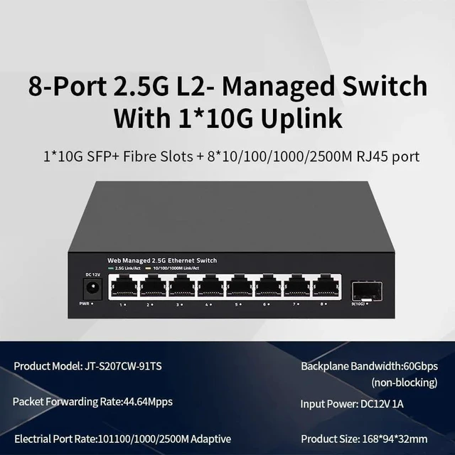 Main image of 2.5Gb L2 Manage Network Switch 8 Ports 2.5G RJ45
