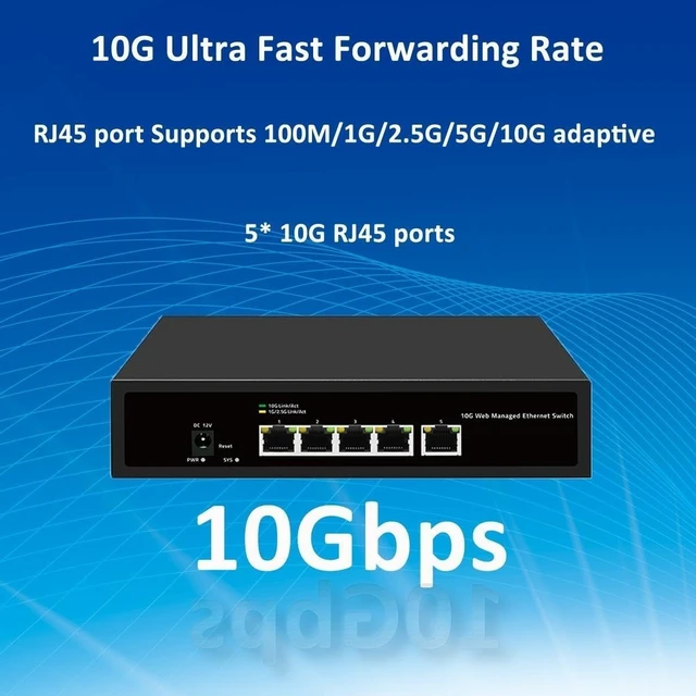 Alt view image 3 of 5 - Switch 10gbps Rj45 10g Web Managed 5 Ports Ethernet Switch