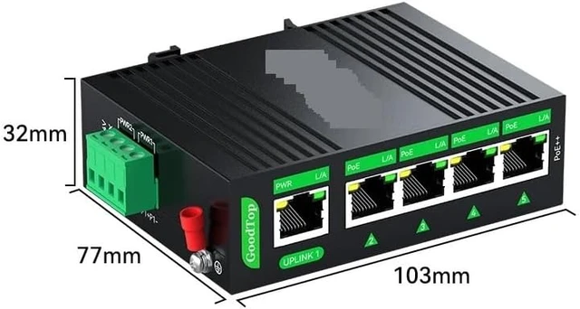 Alt view image 2 of 7 - Industrial POE Switch 5 Port Gigabit Switch