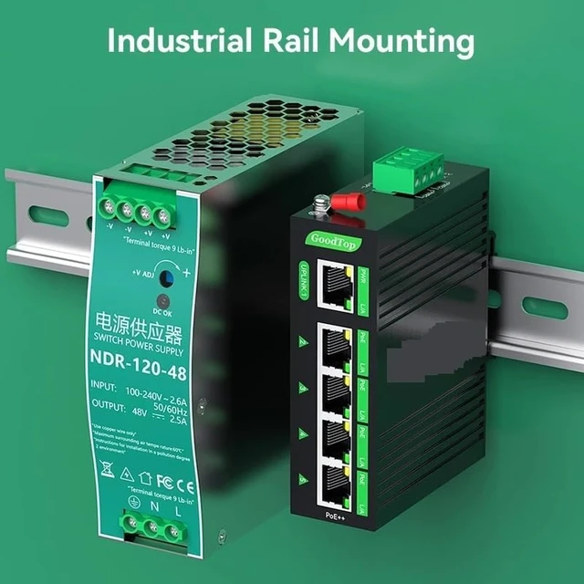 Alt view image 7 of 7 - Industrial POE Switch 5 Port Gigabit Switch