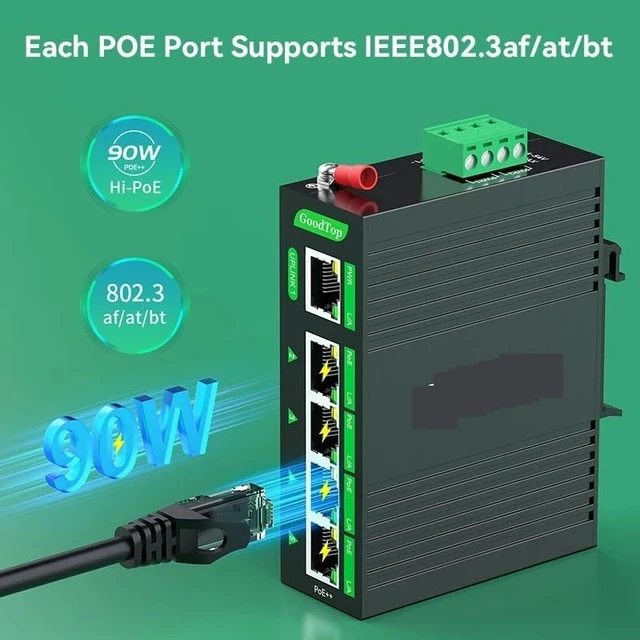 Alt view image 4 of 7 - Industrial POE Switch 5 Port Gigabit Switch