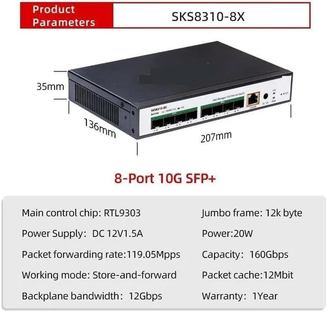 Main image of 10G Switch Layer 3 Network Managed Fiber Optic Switch 10G Networking
