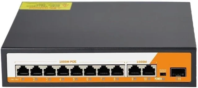 Alt view image 5 of 6 - 11-Port Gigabit POE RJ45 SPF Ethernet Switch