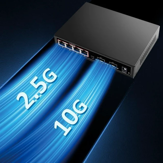 Alt view image 3 of 6 - POE RJ45 Ethernet Switch 2.5Gbe 10G SFP+ Multi-gig Network Switch(4Port)