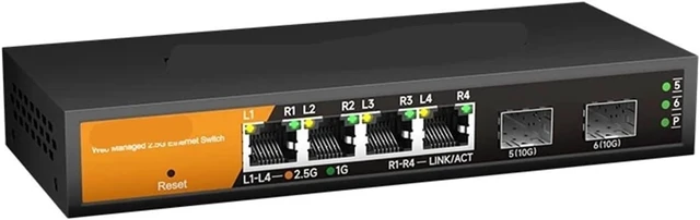 Main image of 1 PCS 6-Port Multi-Gigabit Managed Switch with 4X 2.5Gb RJ45 and 2X 10G