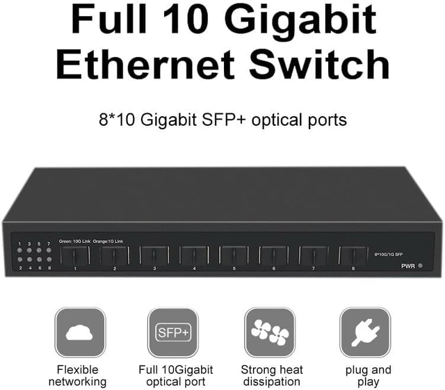 Alt view image 2 of 6 - 8 Ports 10G SFP+ Ethernet Switch Desktop Console Network Switch(HK-FG4200-8TF)