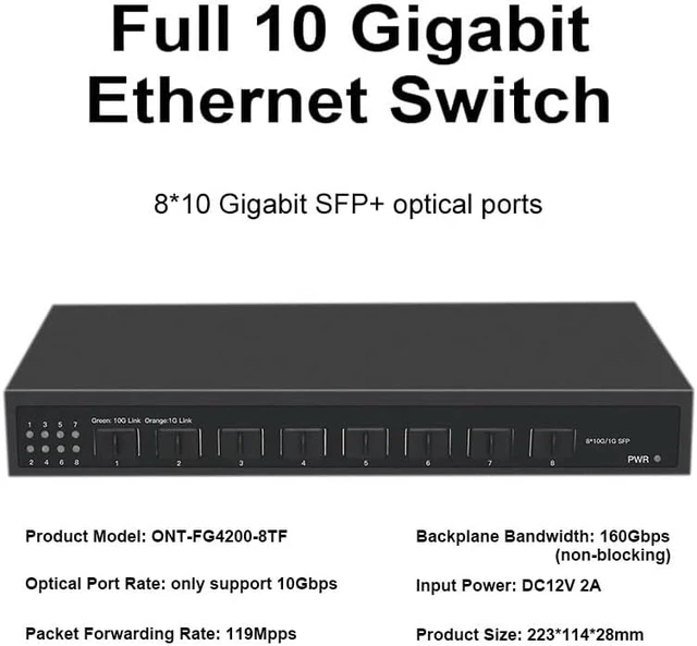 Alt view image 6 of 6 - 8 Ports 10G SFP+ Ethernet Switch Desktop Console Network Switch(HK-FG4200-8TF)