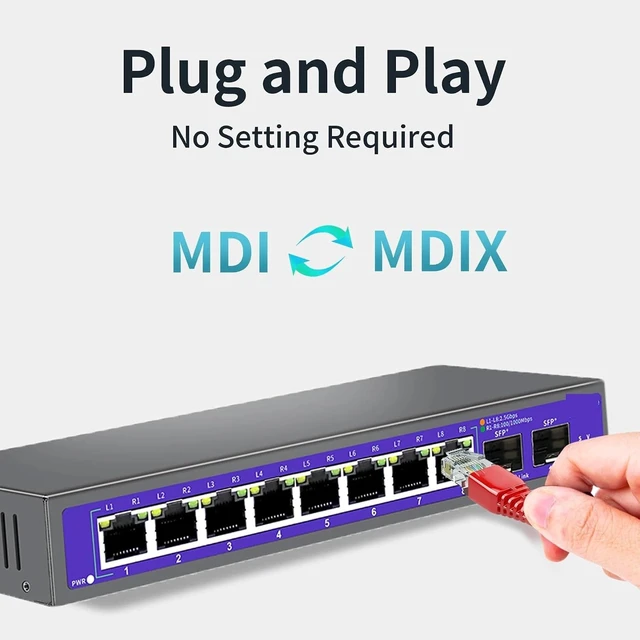 Alt view image 3 of 5 - 5 8 Port 2.5G Ethernet Switch None-POE Network Switch with 2*10G SFP(K0802WS)