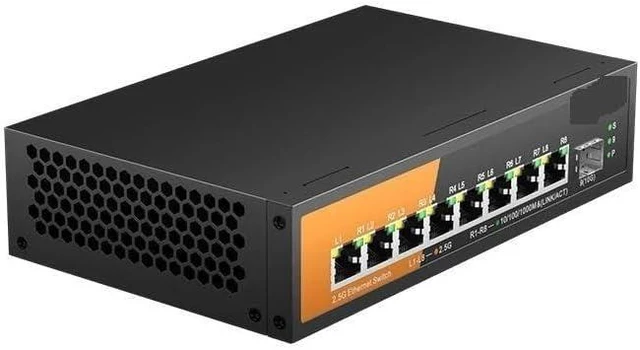 Alt view image 4 of 5 - 9-Port Multi-Gigabit Ethernet Switch with 8-2.5Gb PoE Ports and 1-10Gb SFP