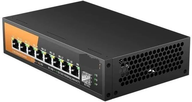 Alt view image 5 of 5 - 9-Port Multi-Gigabit Ethernet Switch with 8-2.5Gb PoE Ports and 1-10Gb SFP