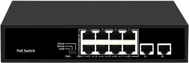 Main image of 8 Port PoE Switch 100Mbps/8 PoE+ Port,2 Ethernet Uplink,120W 802.3af/at 30W 15W,