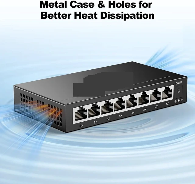 Alt view image 5 of 5 - 8 Port Gigabit Unmanagement Ethernet Switch Plug and Play(5 pcs)