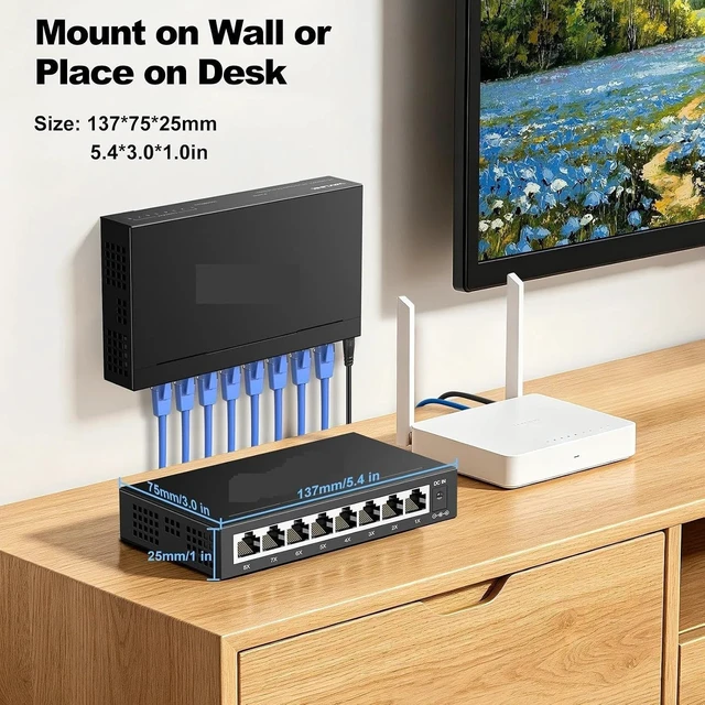 Alt view image 4 of 5 - 8 Port Gigabit Unmanagement Ethernet Switch Plug and Play(5 pcs)