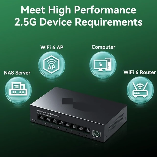Alt view image 4 of 6 - 2.5Gb Web Managed Switch 8 Port 2.5G Network Switch