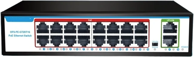 Alt view image 2 of 3 - 1 PCS 1000M Gigabit POE Switch 16-Port PoE 48V 15W 30W 802.3af .3at