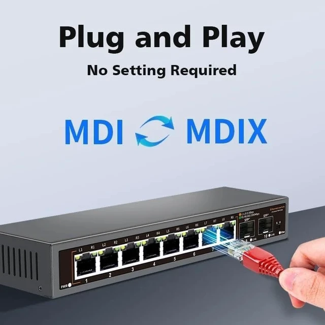 Alt view image 3 of 5 - 8 Port 2.5G Ethernet Switch POE Network Switch with 2*10G SFP