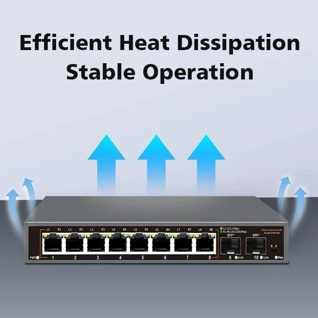Alt view image 4 of 5 - 8 Port 2.5G Ethernet Switch POE Network Switch with 2*10G SFP