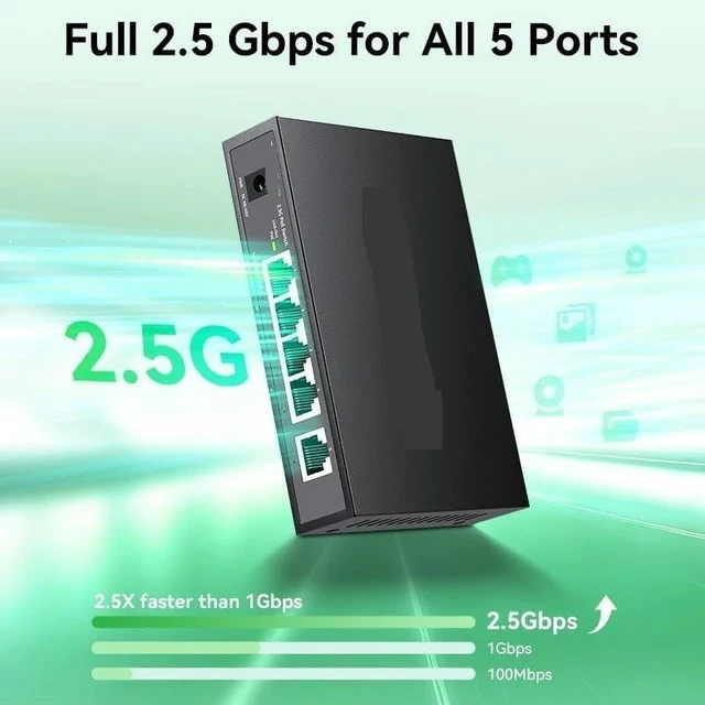 Alt view image 2 of 4 - 5 Port 2.5G POE Switch 65W POE Network Switch Plug and Play 48V POE