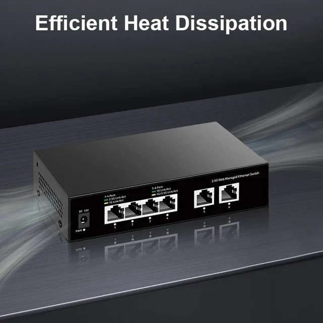 Alt view image 3 of 3 - 2.5G Managed Switch 4 Port 2500Mbps and 2 Port 10G Ethernet Network Switch
