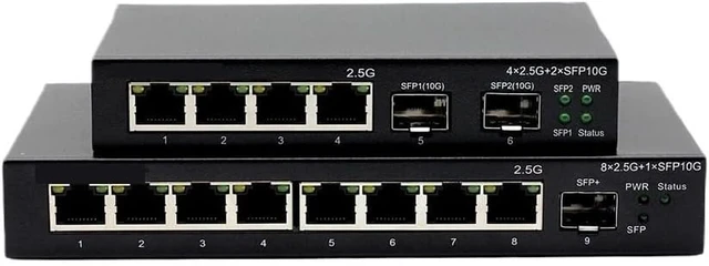 Alt view image 6 of 6 - 2.5G Optical Port Network Gigabit Switch, 2.5G RJ45(9-Port-US Plug)