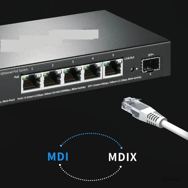 Alt view image 3 of 5 - 2.5G Ethernet PoE Switch, 4*2.5GE (PoE) @ 55W + 1*2.5GE + 1*10G SFP