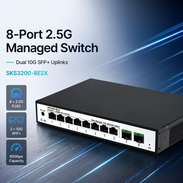 Alt view image 2 of 6 - 8 Port 2.5G Managed Ethernet Switch with 2x10G SFP