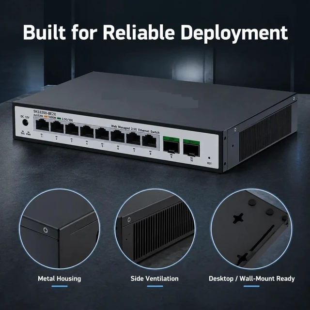Alt view image 6 of 6 - 8 Port 2.5G Managed Ethernet Switch with 2x10G SFP