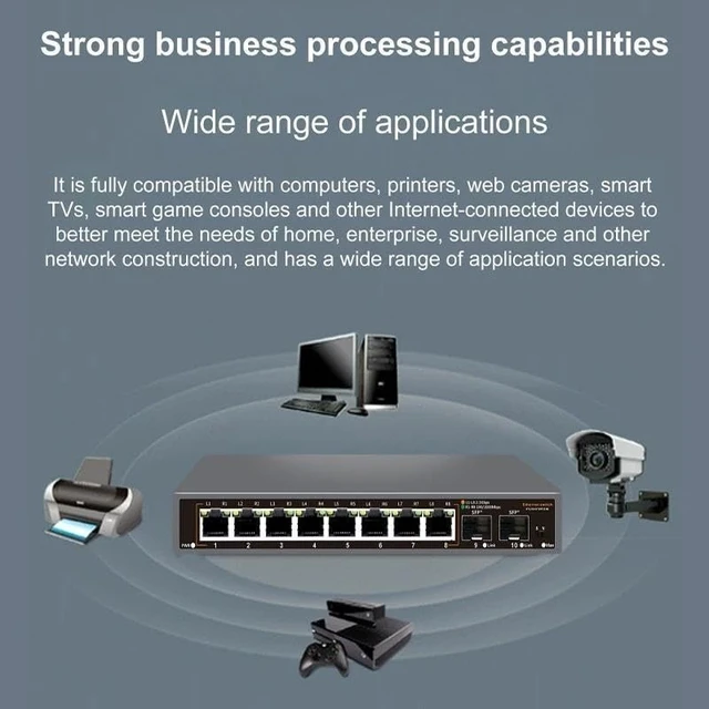 Alt view image 4 of 4 - 2.5Gb Ethernet Switch 4/8 Port 2.5GBASE-T with 2 SFP+ Port Plug Play(JT-S107-102TS)