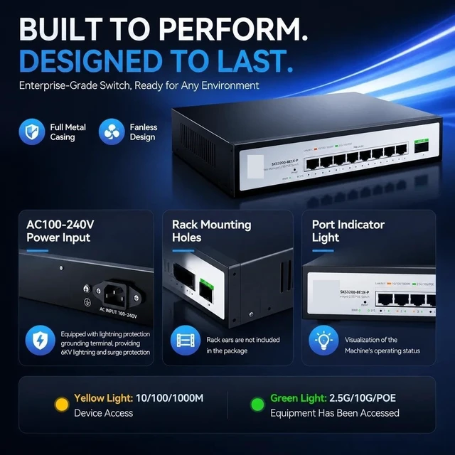 Alt view image 5 of 7 - SKS3200-8E1X-P 8x2.5G PoE+ Layer2 Managed Switch Single 10G SFP