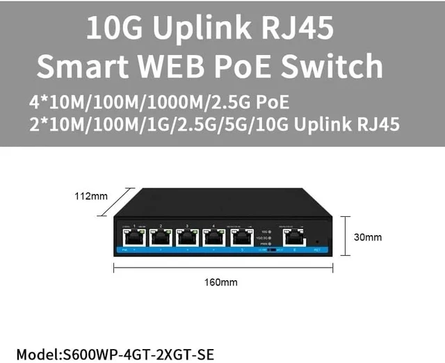 Alt view image 3 of 4 - Network Switch 4/8 Port Multi-gigabit 2.5Gps PoE Switch with 10G RJ45(8 Port Non POE)