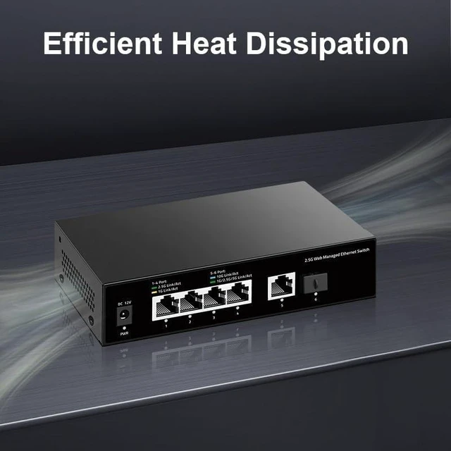 Alt view image 3 of 3 - 2.5Gb Switch 4 Port 2.5G Managed Network Switch