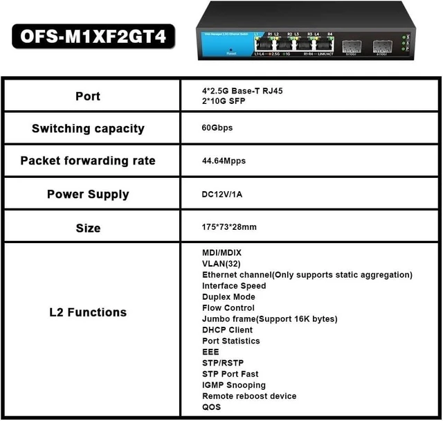 Main image of 8 Port 2.5G Network Switch VLAN 2.5gbe RJ45 ethernet hub 10gbe sfp(6 Ports)