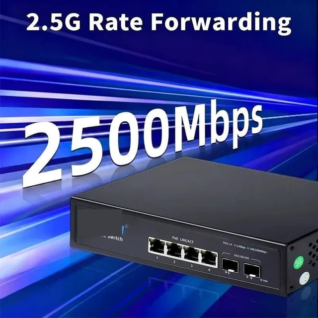 Alt view image 3 of 3 - 2.5GbE POE Switch 4/8 Port RJ45 2500Mbps 10G Ethernet Network Switch