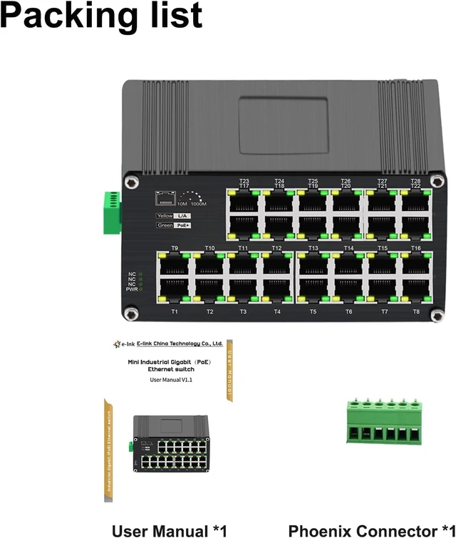 Alt view image 6 of 7 - Industrial 28-Port Gigabit Ethernet Switch IEEE 802.3af/at 30W 12~57V DC