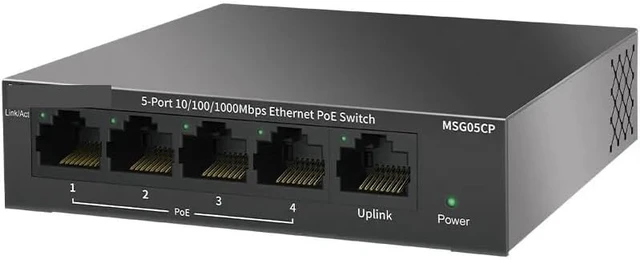 Alt view image 3 of 4 - 5 Port Gigabit PoE Ethernet Switch, Total Power 43W, MSG05CP