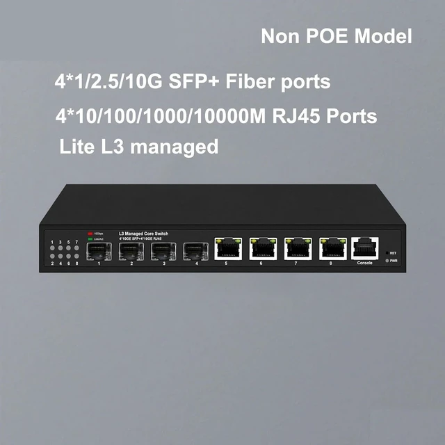 Alt view image 2 of 7 - L3 Managed Full 10Gbps 8 Ports Network Switch 4*RJ45 and 4*SFP+(Non POE)