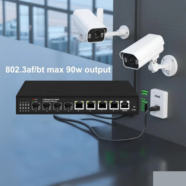 Alt view image 3 of 7 - L3 Managed Full 10Gbps 8 Ports Network Switch 4*RJ45 and 4*SFP+(Non POE)