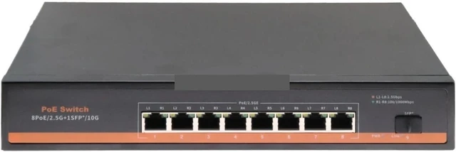 Alt view image 5 of 6 - PoE Switch 8 Ports 2.5Gbps PoE to 1 Ports 10G SFP+ Fiber Ethernet Switch
