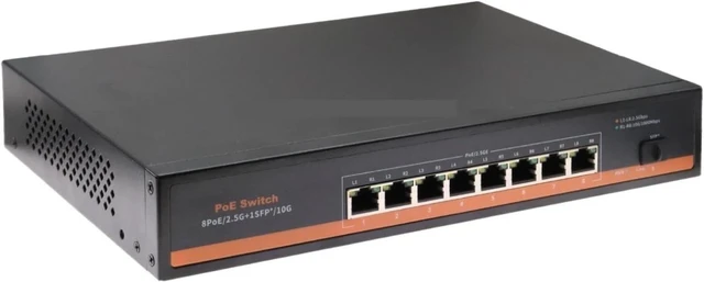 Alt view image 6 of 6 - PoE Switch 8 Ports 2.5Gbps PoE to 1 Ports 10G SFP+ Fiber Ethernet Switch