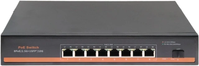 Alt view image 4 of 6 - PoE Switch 8 Ports 2.5Gbps PoE to 1 Ports 10G SFP+ Fiber Ethernet Switch