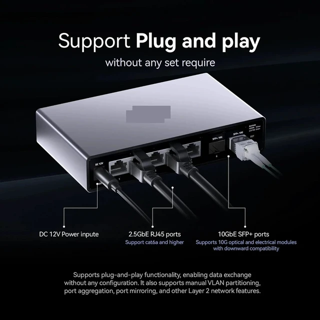Alt view image 4 of 5 - SKS3200-5E2X Managed 2.5G Switch 52.5G RJ45 210G SFP