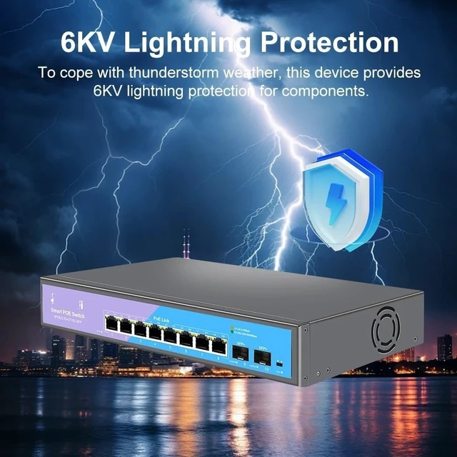 Alt view image 5 of 6 - 2.5G POE Netowrk Switch 8 Port 2.5G Ethernet 2X 10G SFP Plug & Play