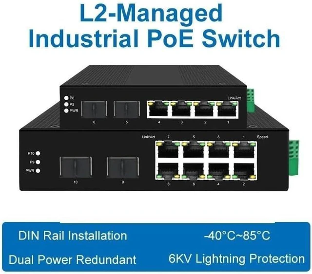 Alt view image 3 of 7 - PoE Managed Switch 4/8 Port 10/100/1000Mbps + 2 Port Gigabit SFP(JT-GYP3208S-GFM)