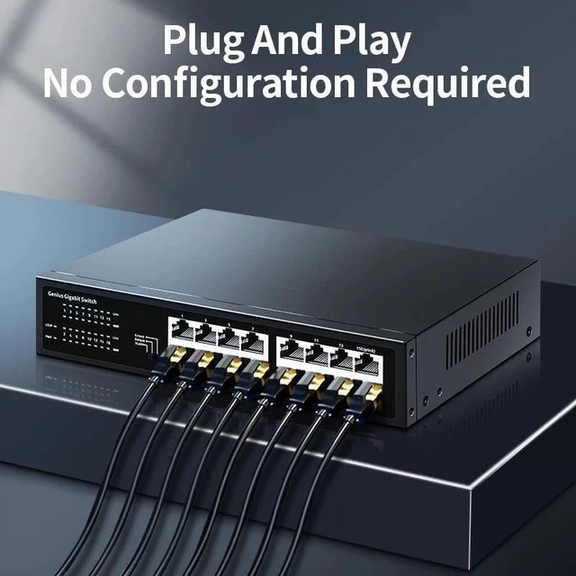 Alt view image 3 of 5 - 16 Port Gigabit Ethernet Switch 1000Mbps Network Hub Internet Splitter