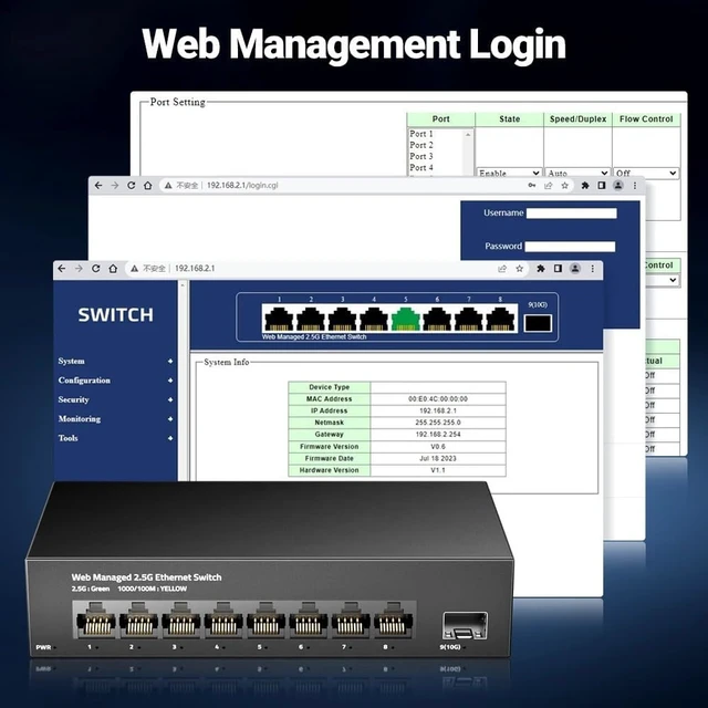Alt view image 6 of 7 - 1 PCS Managed Switch 8-Port 2.5GBASE-T Network 10G SFP+ Uplink