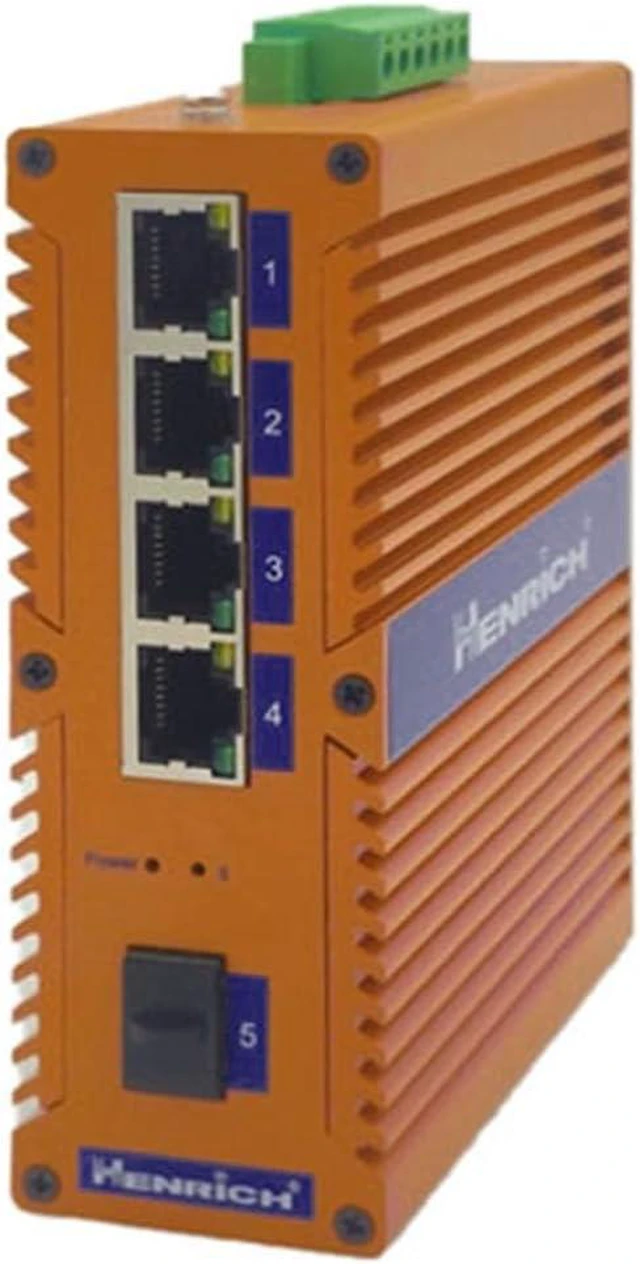 Main image of Henrich Gigabit 4x1000Mbps Copper Port 1 SFP Fiber Din-Rail Switch